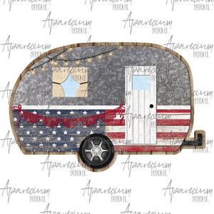 DIGITAL FILE American Flag Camper Door Hanger Sublimation Design
