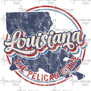 DIGITAL FILE Retro State of Louisiana Sublimation Design
