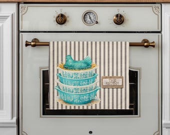 DIGITAL FILE Vintage Hen on a Nest Butterprint Dish Towel Sublimation Design