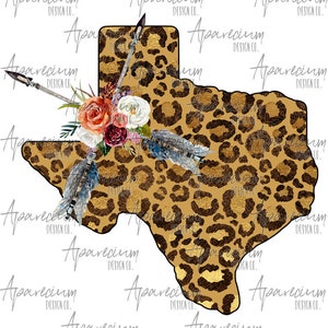 DIGITAL FILE Leopard Print Boho Floral Texas Sublimation Design