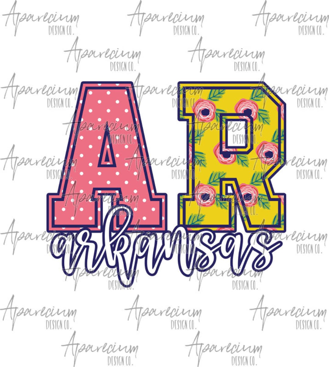 DIGITAL FILE Colorful Floral Arkansas State Abbreviation Sublimation