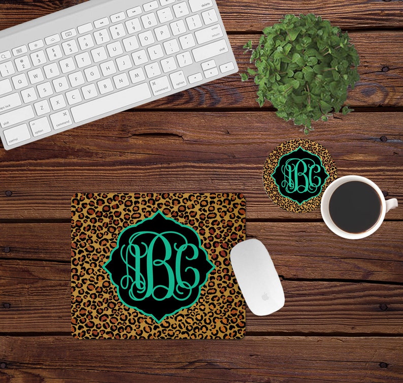 Leopard Print Mouse Pad And Coaster Desk Set Sublimation Design