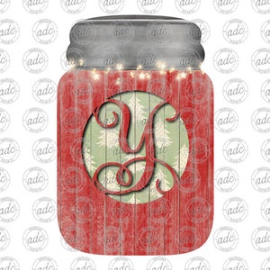 DIGITALE DATEI Hölzerner Weihnachtsbaum-Monogramm Y Einmachglas-Türhänger oder Ornament-Sublimationsdesign