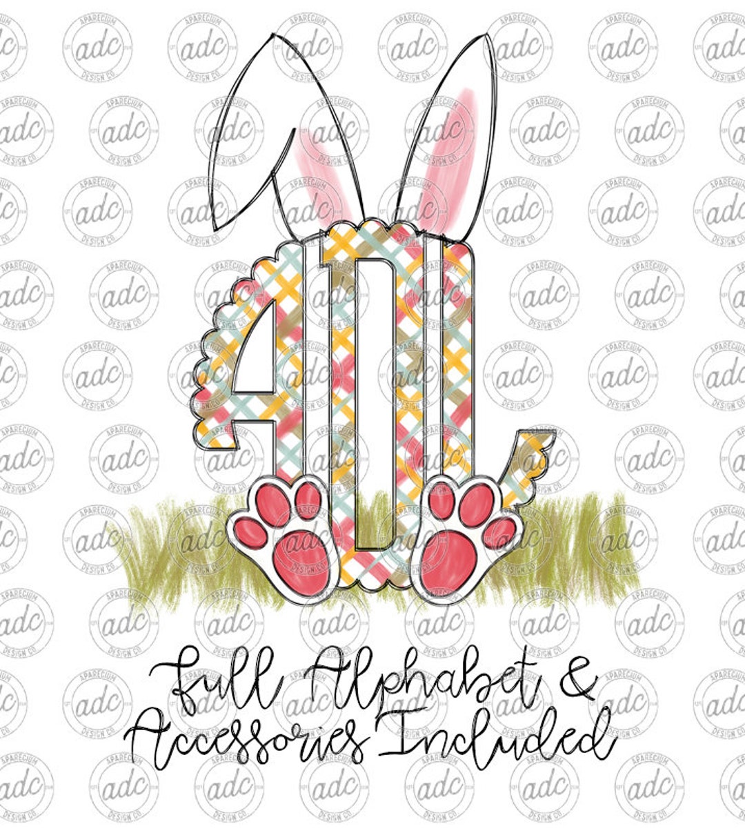 DIGITAL FILE Easter Bunny Plaid Monogram Alphabet Bundle Sublimation ...