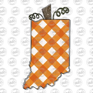 DIGITAL FILE State of Indiana Buffalo Plaid Pumpkin Sublimation Design