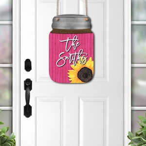 DIGITAL FILE Pink Wooden Sunflower Mason Jar Door Hanger Sublimation Design
