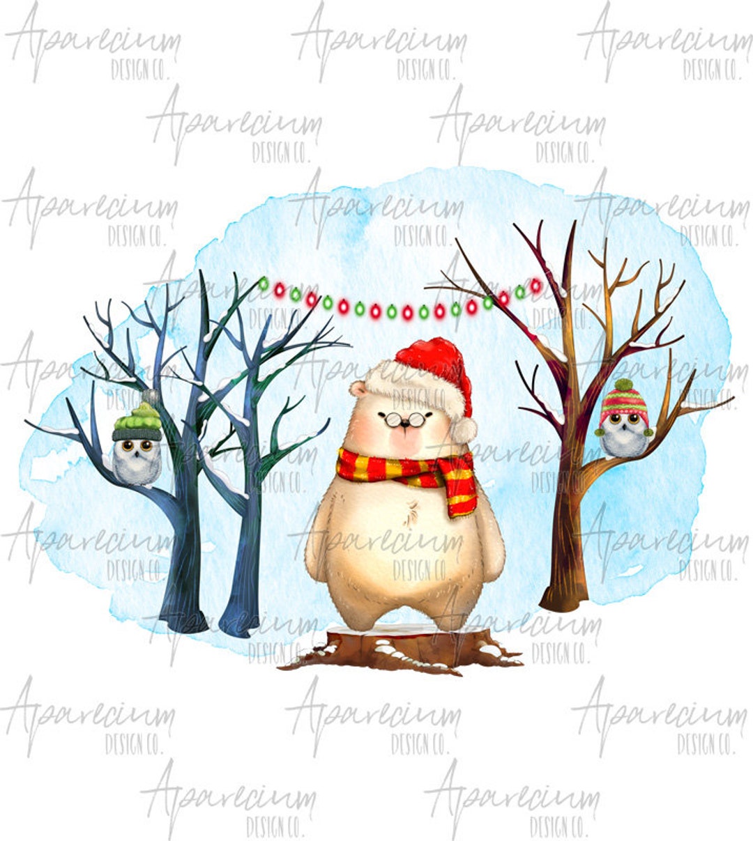 DIGITAL FILE Snowy Polar Bear Christmas Sublimation Design - Etsy
