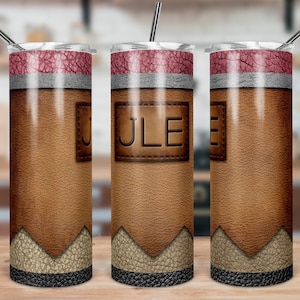 DIGITAL FILE Leather Look Pencil Teacher Skinny Tumbler Sublimation Design