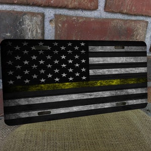 DIGITAL FILE Wooden American Flag Yellow Line License Plate Sublimation Template