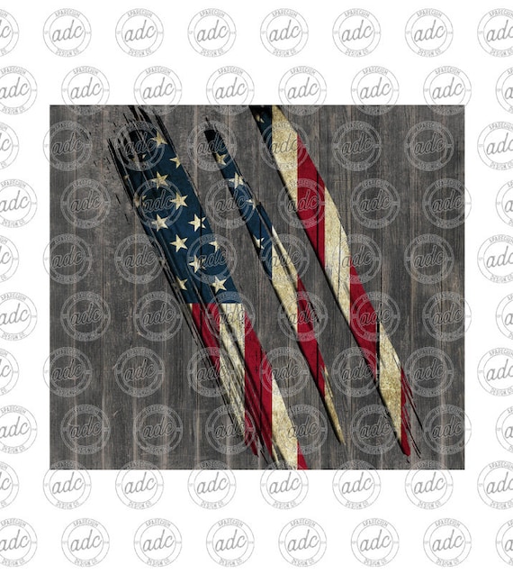DIGITAL FILE Ripped Wooden American Flag Skinny Tumbler Sublimation Design Etsy