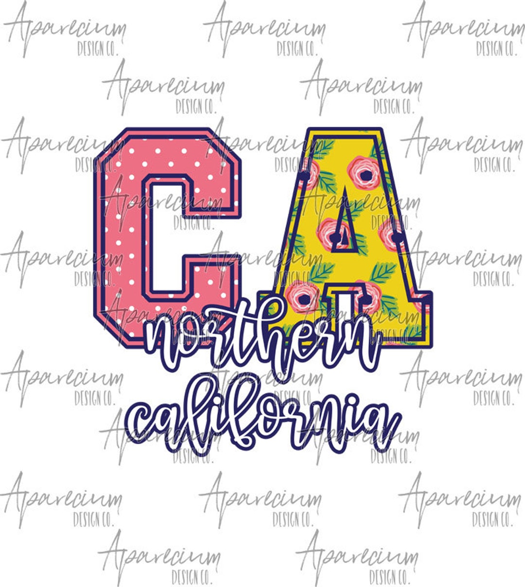 DIGITAL FILE Colorful Floral Northern California State Abbreviation ...