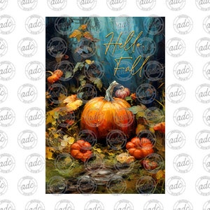 DIGITAL FILE Acrylic Painted Hello Fall Pumpkin Fall Garden Flag ...