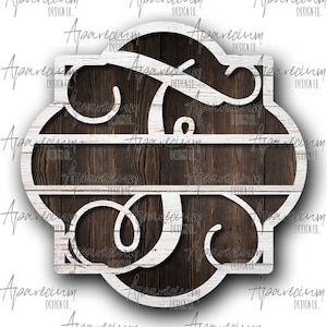 DIGITAL FILE White Shiplap Split Monogram F Quatrefoil Door Hanger Sublimation Design