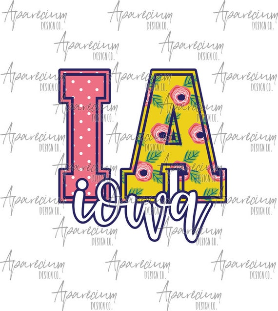 Colorful Floral Iowa State Abbreviation Sublimation Design Etsy