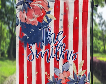 DIGITAL FILE Watercolor Patriotic Floral American Flag Garden Flag Sublimation Template