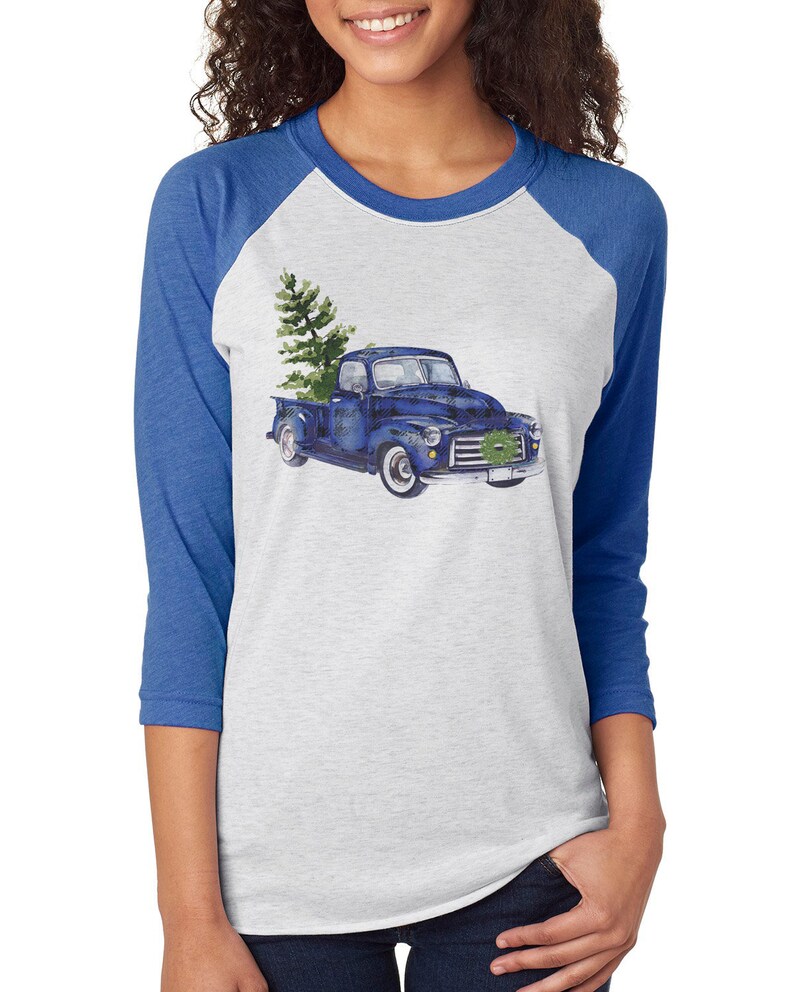 Download Buffalo Plaid Vintage Blue Truck Christmas Sublimation ...