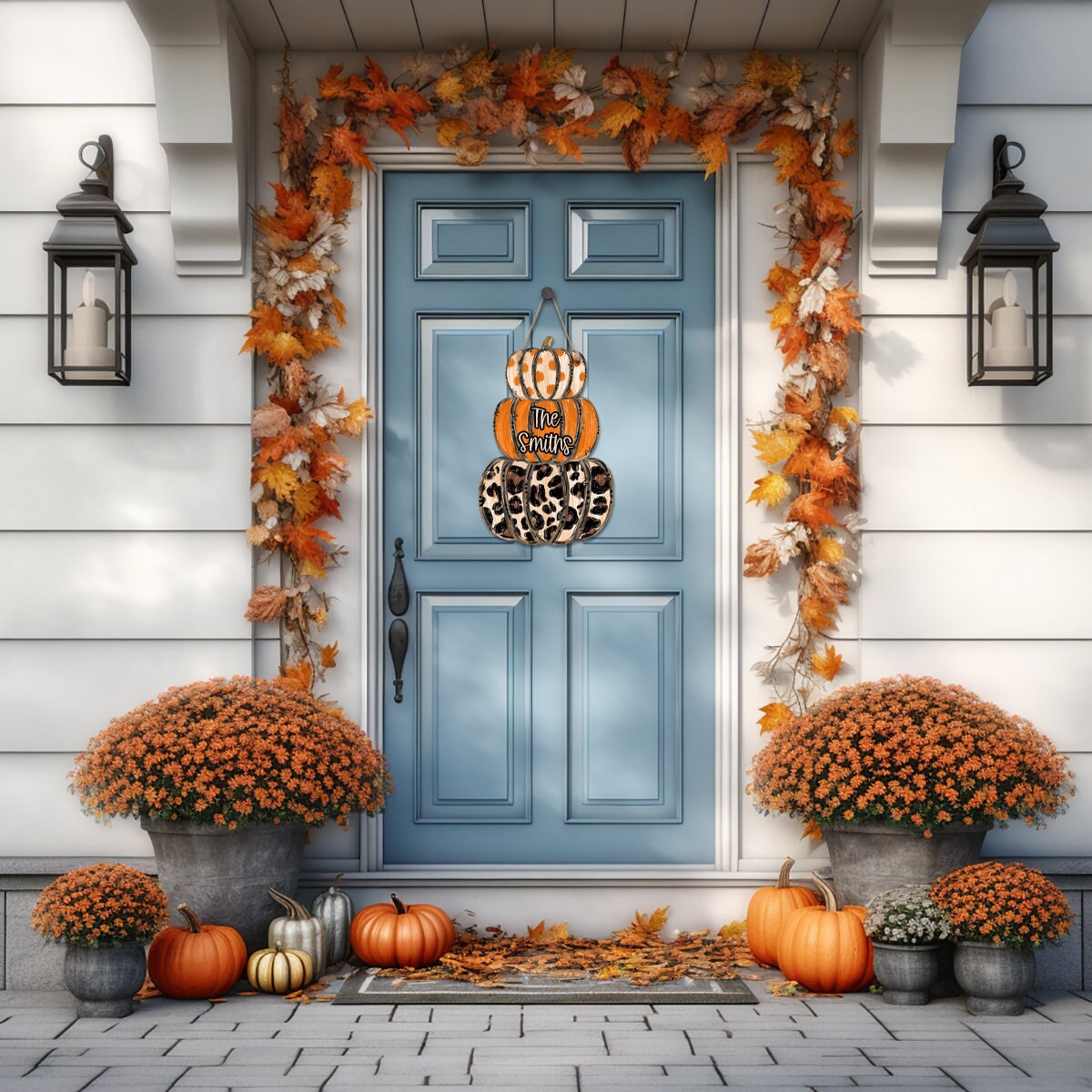 DIGITAL FILE Painted Look Leopard Print and Polka Dot Stacked Pumpkin Sublimation Design