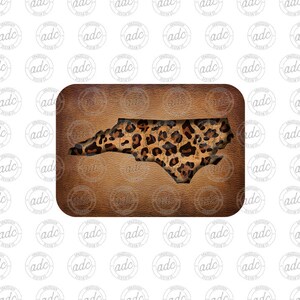 DIGITAL FILE State of North Carolina Leopard Print Leather Look Patch Sublimation Design