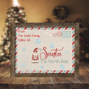 Plantilla de diseño de sublimación de cartas para Papá Noel con marco de madera rústica ARCHIVO DIGITAL