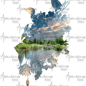 DIGITAL FILE River Scene Sublimation Design