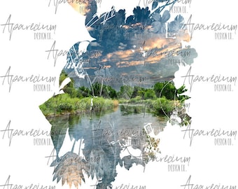 DIGITALE DATEI Fluss Szene Sublimationsdesign