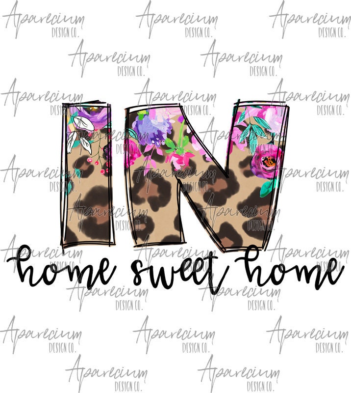 Floral and Leopard Print Indiana State Abbreviation Home Sweet Etsy