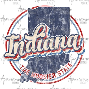 DIGITAL FILE Retro State of Indiana Sublimation Design