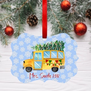 DIGITAL FILE School Bus Merry Christmas Ornament Sublimation Template