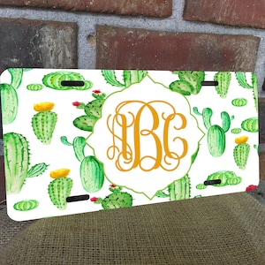 DIGITAL FILE Watercolor Cactus Monogram License Plate Sublimation Template