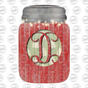DIGITALE DATEI Hölzerner Weihnachtsbaum-Monogramm D Einmachglas-Türhänger oder Ornament-Sublimationsdesign