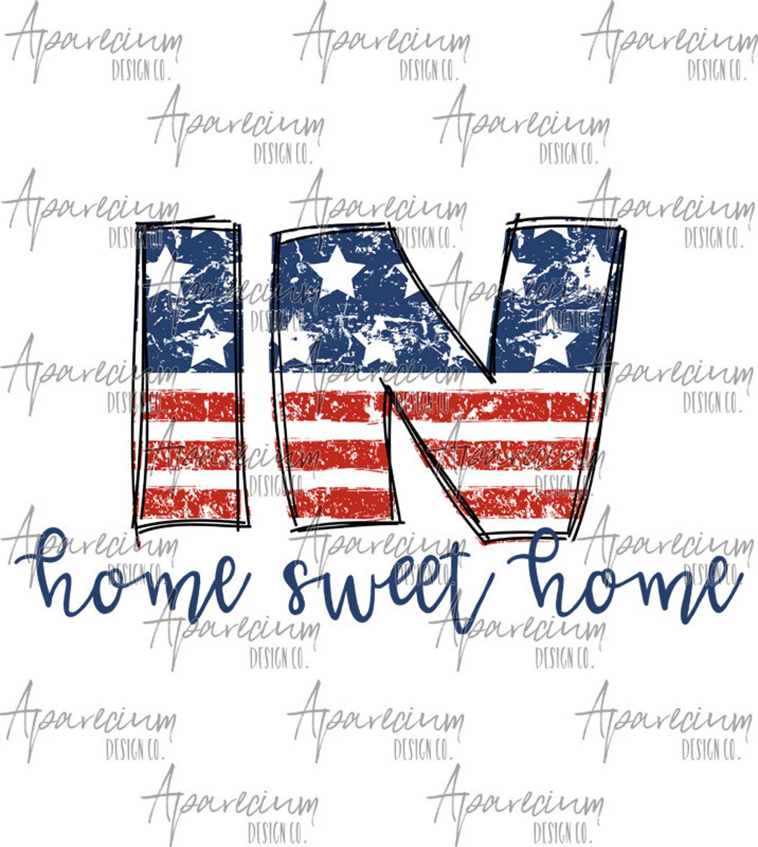DIGITAL FILE Distressed American Flag Indiana State Abbreviation Home