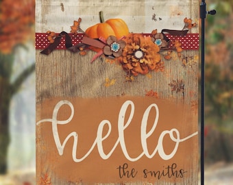 DIGITAL FILE Shabby Chic Wooden Fall Floral Garden Flag Sublimation Template