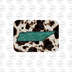 DIGITAL FILE State of Tennessee Cow Print Turquoise Leather Look Patch Sublimation Design