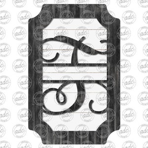 DIGITAL FILE Letter T Fancy Shaped Split Monogram Ribbon Holder Door Hanger Sublimation Design