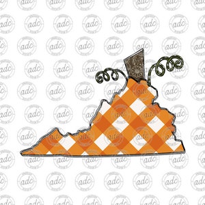 PLIK CYFROWY Stan Wirginia Buffalo Plaid Pumpkin Sublimacja Design