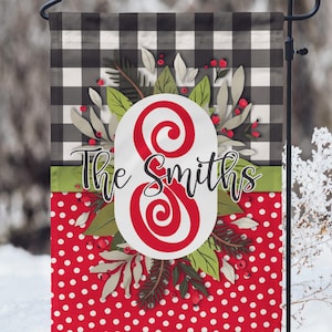 DIGITAL FILE Buffalo Plaid Polka Dot Floral Christmas Garden Flag Sublimation Template