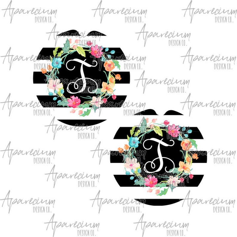 Download Black and White Stripe Floral Car Coaster Sublimation Template | Etsy