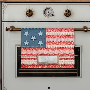 DIGITAL FILE Cottagecore Lace Patchwork American Flag Dish Towel Sublimation Design