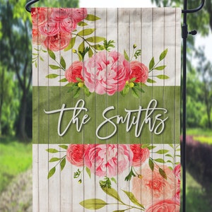 DIGITAL FILE Spring Floral Wooden Garden Flag Sublimation Template