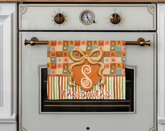 DIGITAL FILE Coquette Bow Fall Patchwork Dish Towel Sublimation Design