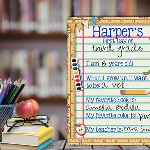 DIGITAL FILE Vintage First Day of School Dry Erase Board Sublimation Design Template
