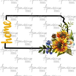 DIGITAL FILE Boho Sunflower Floral Kansas Sublimation Design