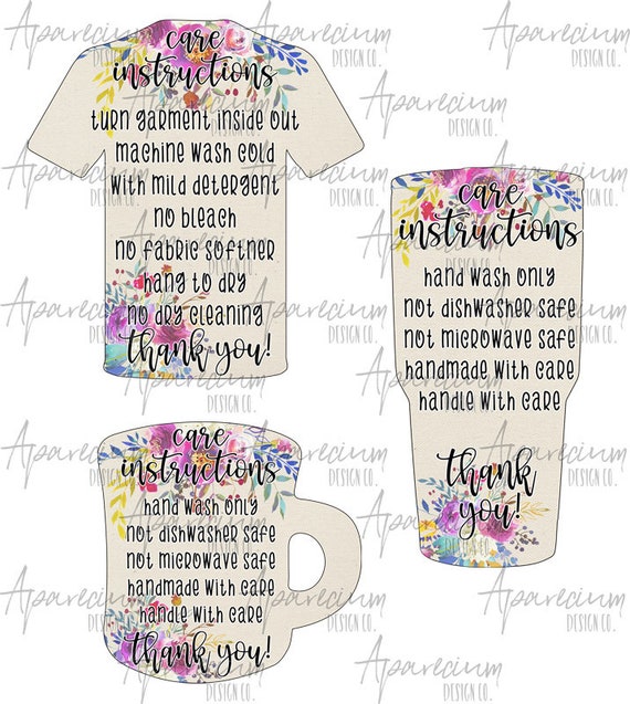 Download T-Shirt Tumbler and Coffee Mug Care Card Printable ...