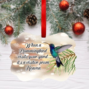 DIGITAL FILE Hummingbird Memorial Christmas Ornament Sublimation Template