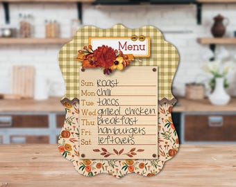 DIGITAL FILE Gingham Pumpkin Fall Menu Dry Erase Board Sublimation Design Template