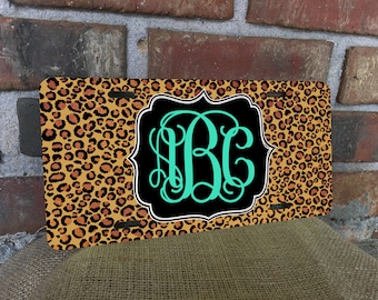 DIGITAL FILE Leopard Print Monogram License Plate Sublimation Template