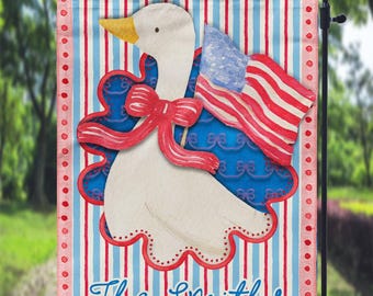 DIGITAL FILE Cottagecore Vintage Goose Patriotic American Flag Garden Flag Sublimation Template
