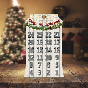 DIGITAL FILE Wooden Shiplap Rustic Days til Christmas Gift Tag Sublimation Design