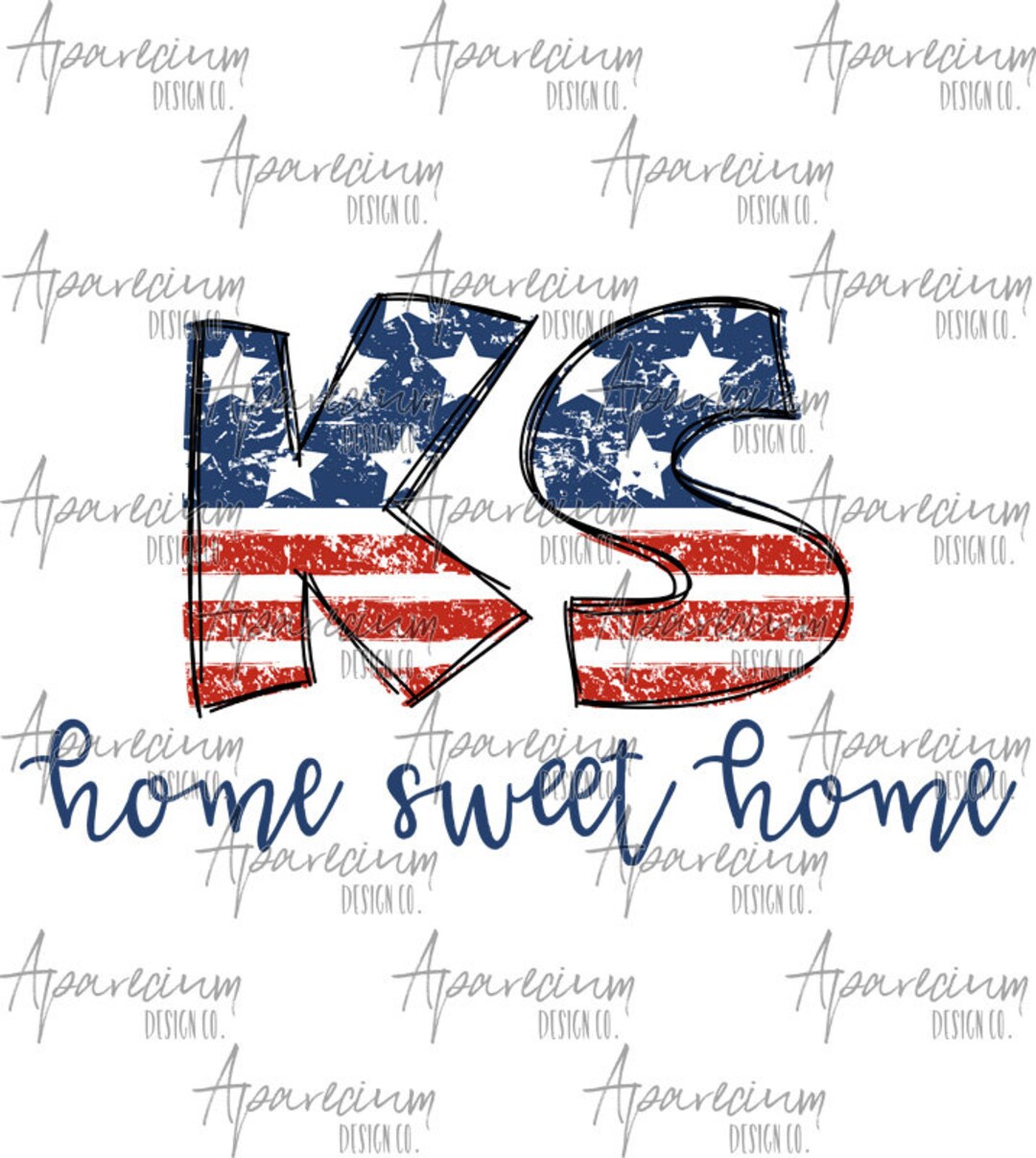 DIGITAL FILE Distressed American Flag Kansas State Abbreviation Home
