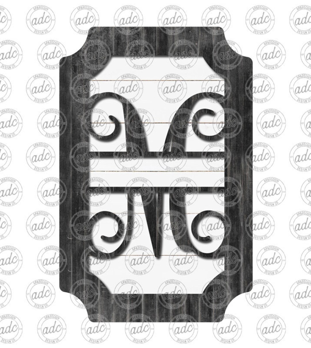 DIGITAL FILE Letter M Fancy Shaped Split Monogram Ribbon Holder Door ...